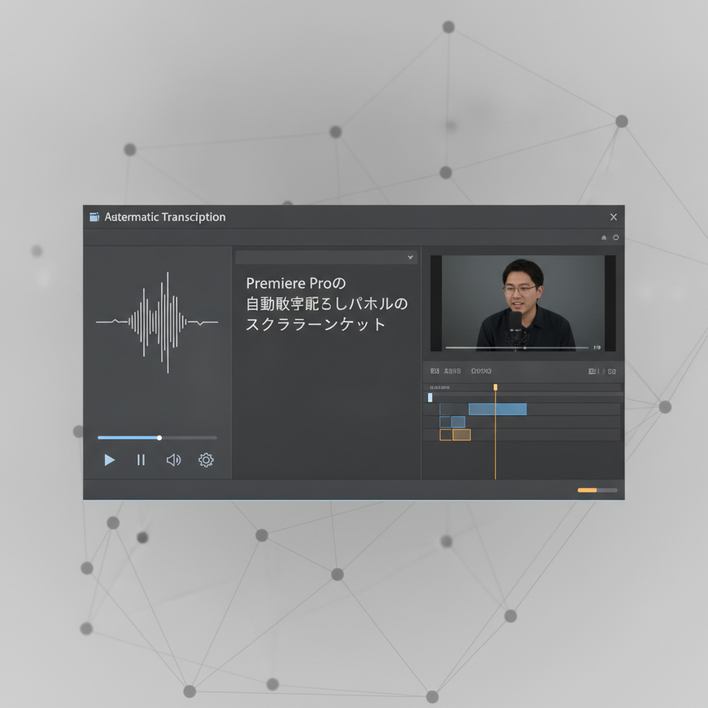 Premiere Proの自動文字起こしパネルのスクリーンショット