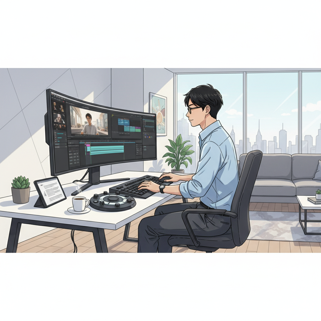 パソコンで作業する会社員のイラスト