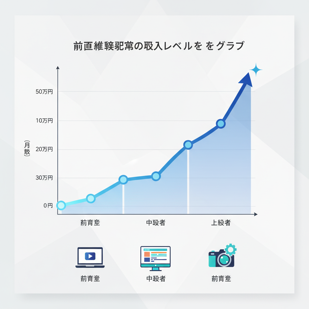 動画編集副業の収入レベルを示すグラフ